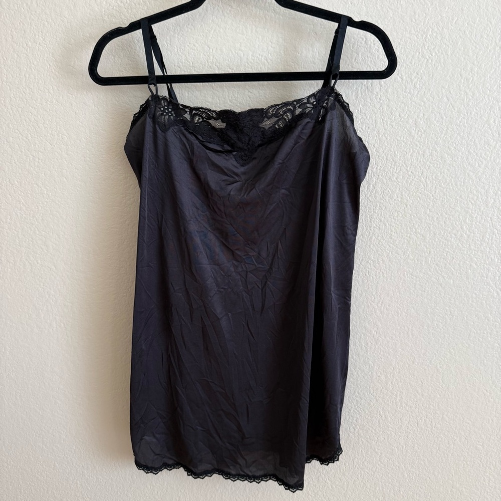 Vintage Sears Black Lace-Trim Slip Size 36